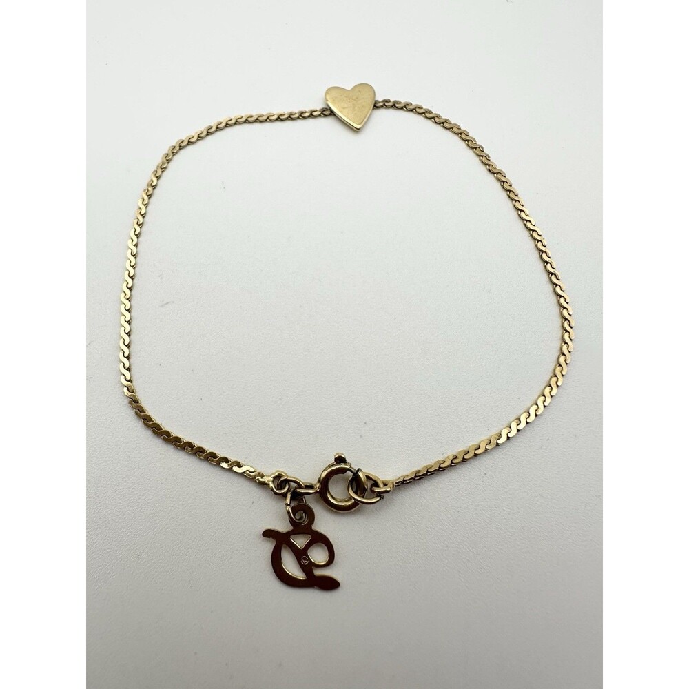 Danecraft Sterling Silver Gold Vermeil Heart Serpentine Chain Bracelet 7”